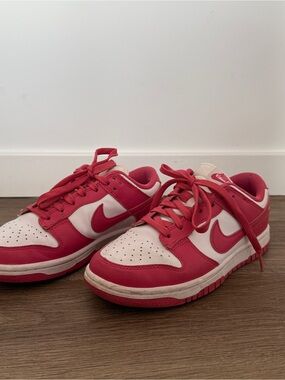 Nike Pink and White Low-Top Sneakers